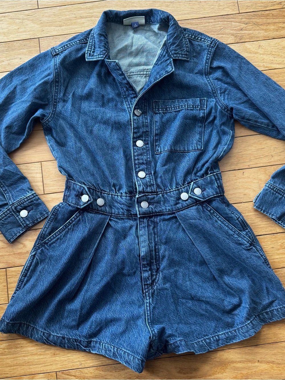 Universal Thread Denim Utility Romper Playsuit Button Front Long Sleeve Size 4